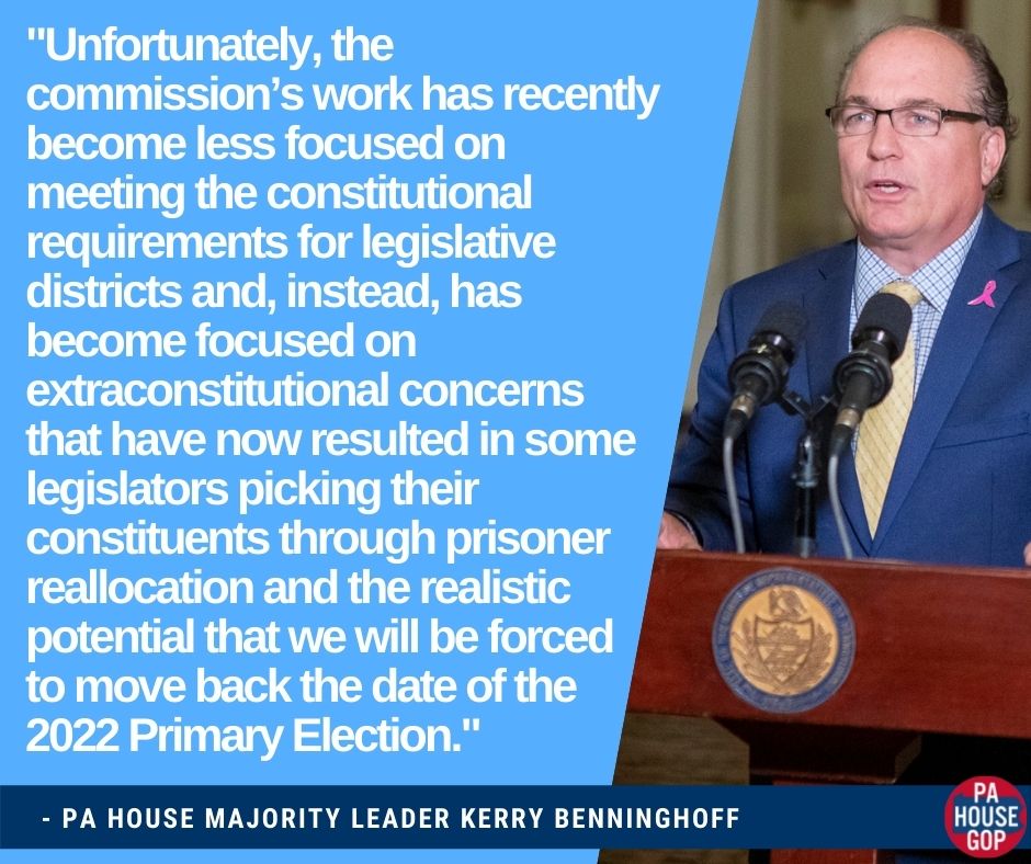 Benninghoff Votes Against Certifying State Redistricting Data Affected by Prisoner Reallocation 